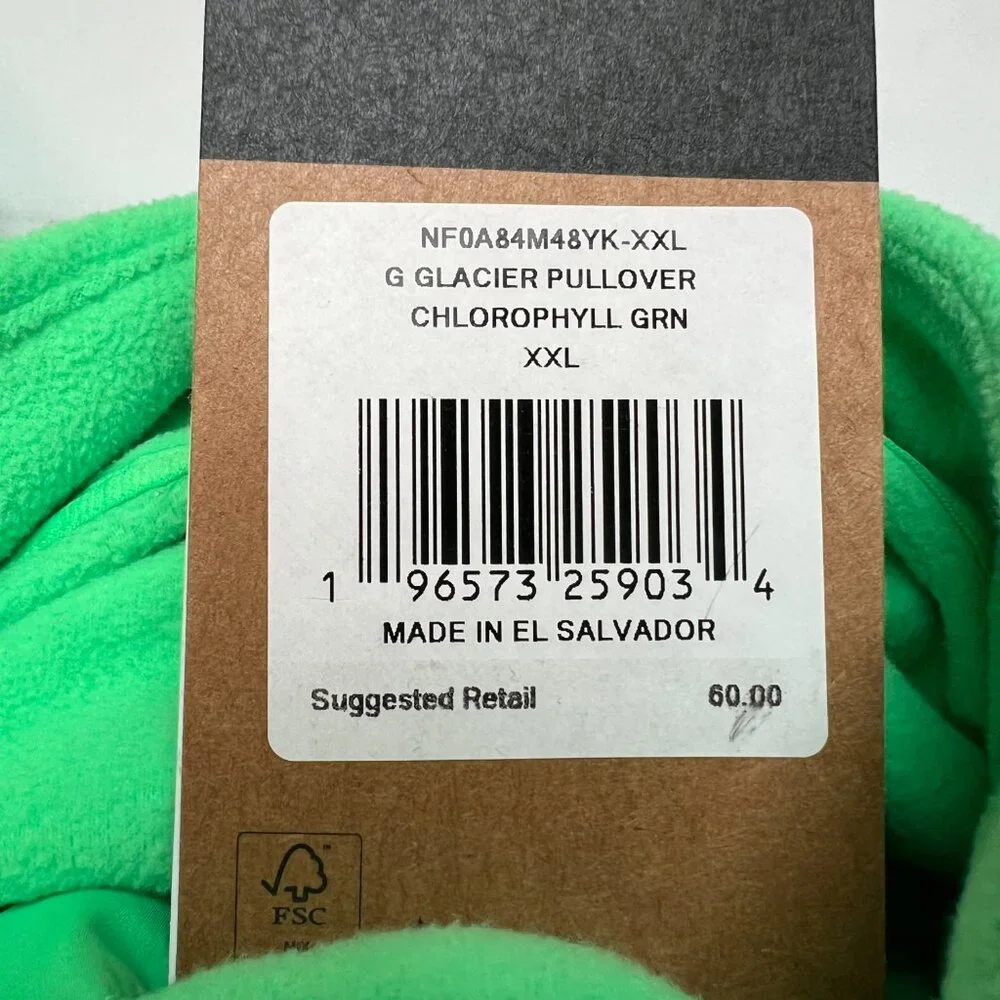 The North Face Girl's Glacier 'Chlorophyll Green' Pullover NF0A84M48YK size 2XL